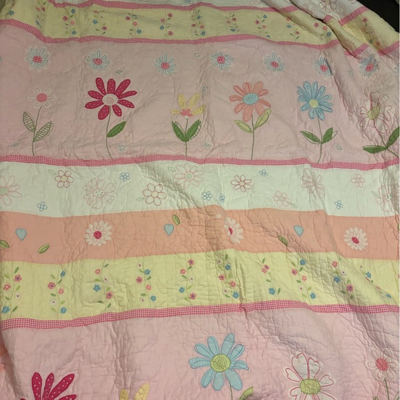 Pottery Barn Kids Floral Quilt - Pink Yellow and Blue